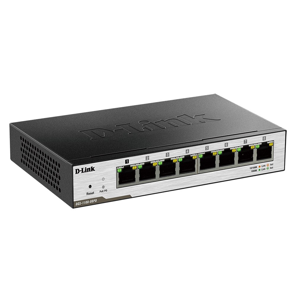 8-Port Gigabit PoE-Powered Smart Managed Switch D-Link DGS-1100-08PD