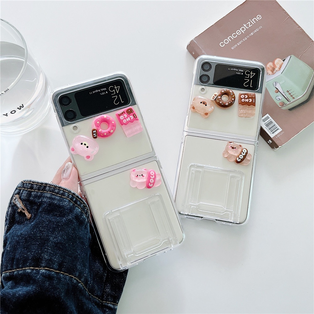 Ốp Điện Thoại Cứng Chống Sốc Hình Gấu Pha Lê Cho Samsung Galaxy Z Flip 4 Z Flip 3 5G