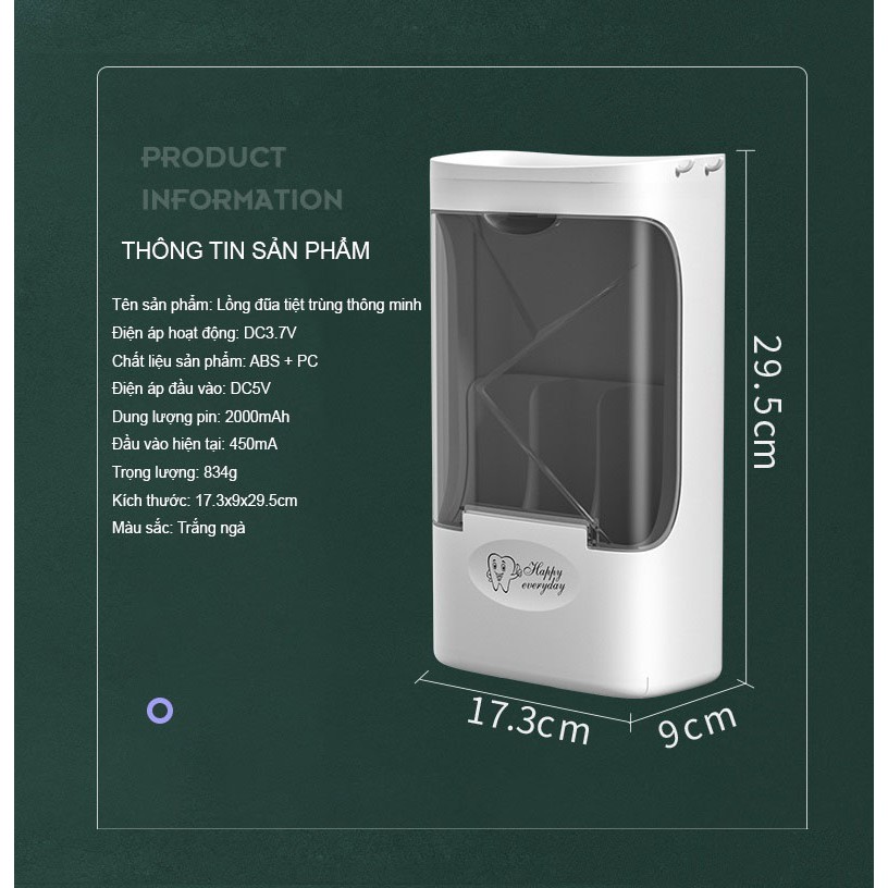 Kệ Đựng Đũa, Thìa, Dĩa Treo Tường Có Nắp Đậy Khử Trùng Bằng Tia UV K-8529