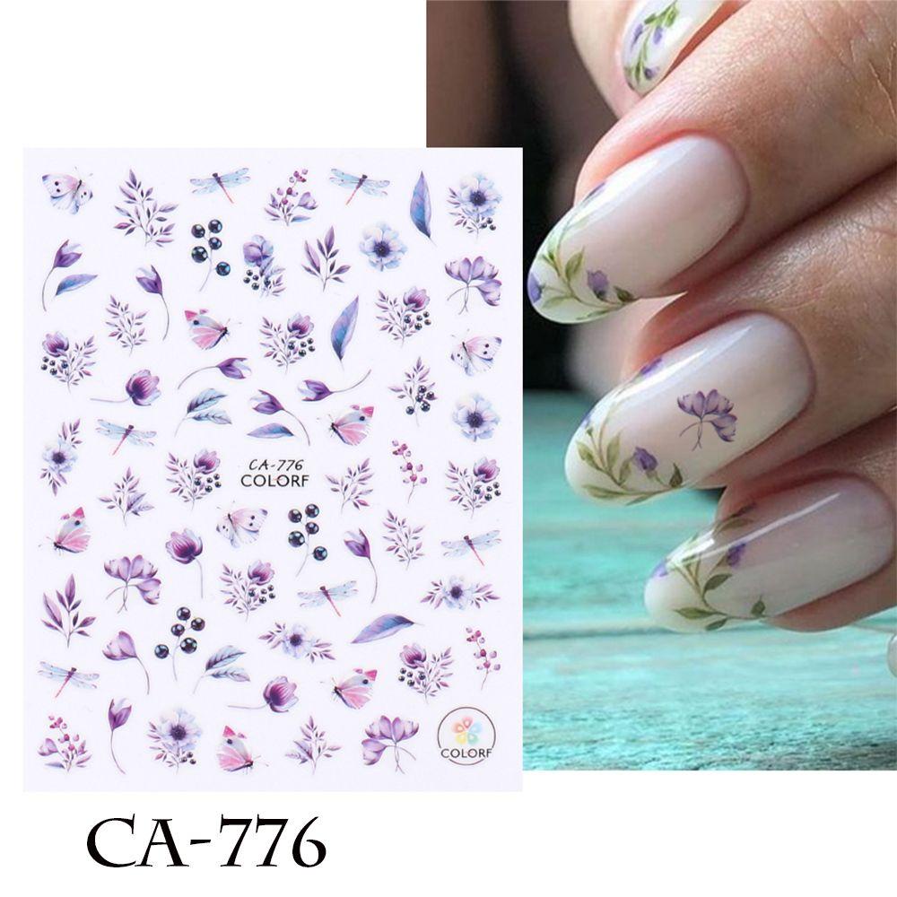 Miếng Dán Trang Trí Móng Tay Họa Tiết Hoa Anh Đào / Lá Xinh Xắn