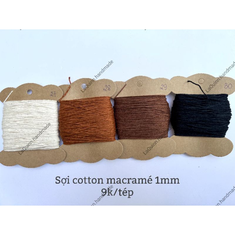 Sợi cotton 1mm tết vòng, thắt macramé, trang trí handmade