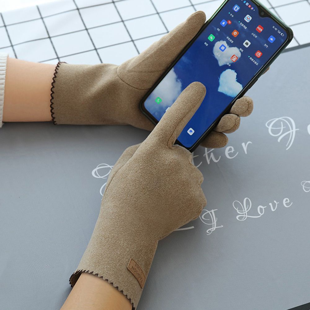Găng tay vải nỉ màu trơn giữ ấm mùa đông cảm ứng màn hình thời trang Hàn Quốc cho nữ