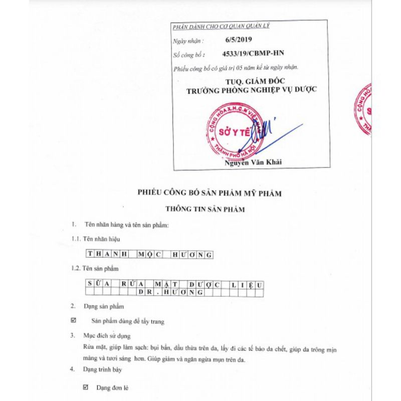 Sữa rửa mặt Dr Hương