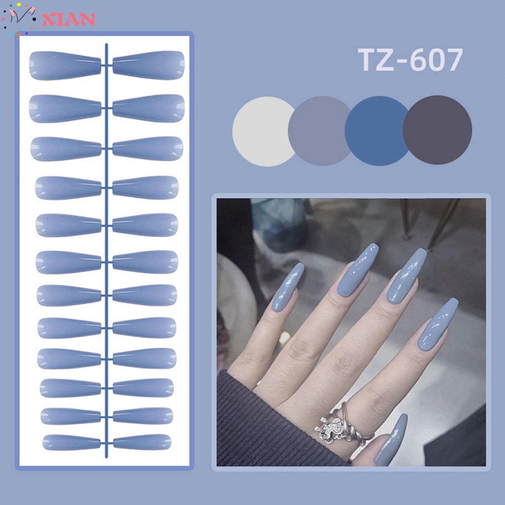 [Hàng mới về] Set 24 móng tay giả kèm keo dán dài có thể tháo rời