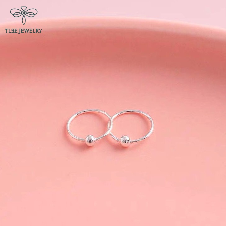 Khuyên tai bạc TLEE tròn mix một bi cố định basic TleeJewelry B0212