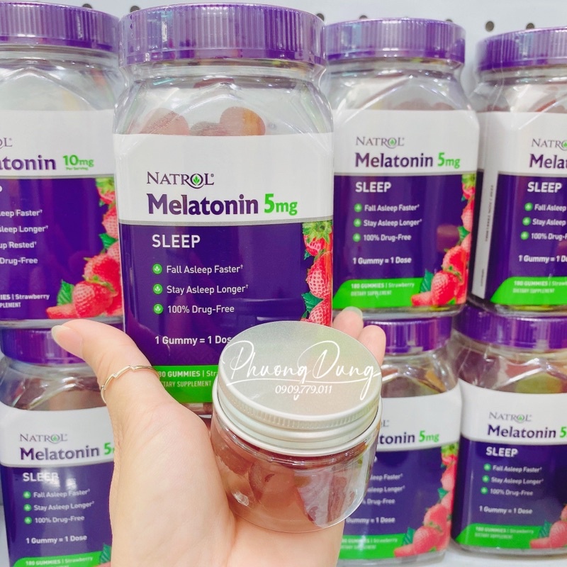 Chiết 15 viên kẹo ngủ ngon Natrol Melatonin Mỹ 5mg Gummy sleep well fall asleep faster