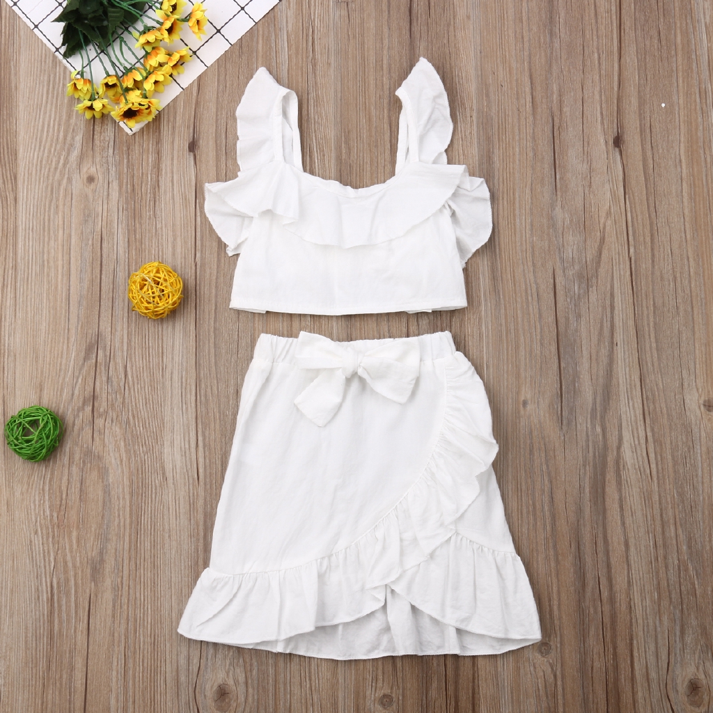 Bộ Áo Sát Nách + Chân Váy Cotton Xinh Xắn Cho Bé Gái