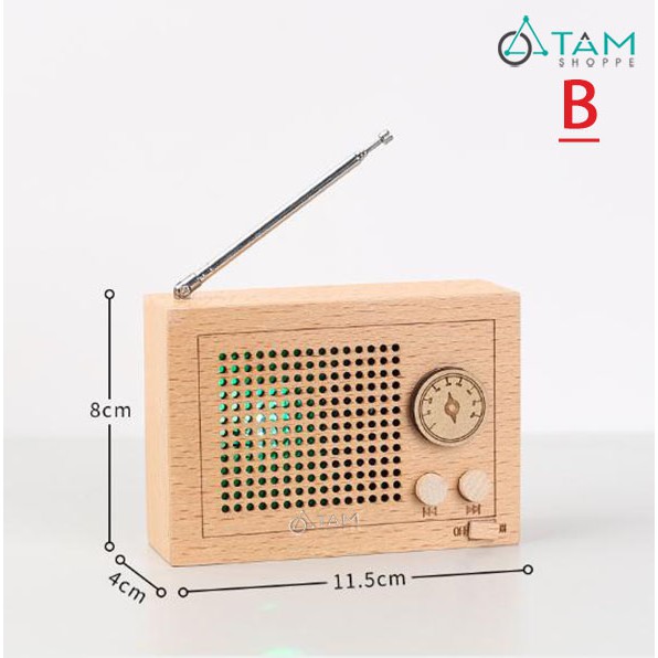 Hộp nhạc mô hình đài radio bằng gỗ có đèn Led W-MH-RDO-01