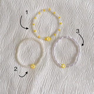 Vòng tay hạt cườm handmade mix tông trắng lemon