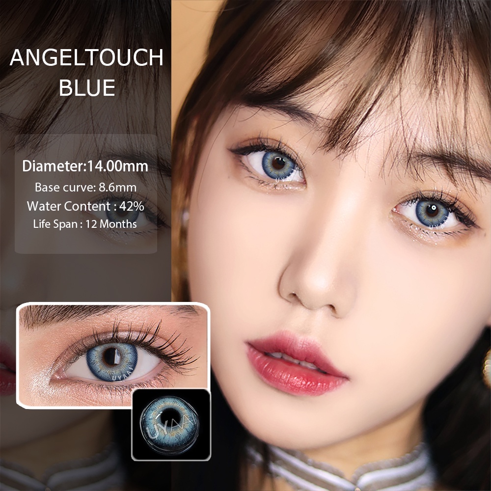 Kính áp tròng UYAAI màu xám/ nâu cho mắt -0.75-8.00 độ 14.0mm