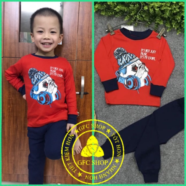 Bộ dài tay cotton len bé trai 8-21 kg( hình thật )