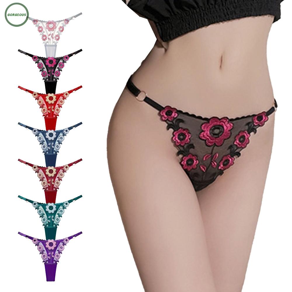 GORGEOUS~Panties G-string Lace+Nylon Mesh Pajamas Panty Lingerie Sexy Ultra-thin