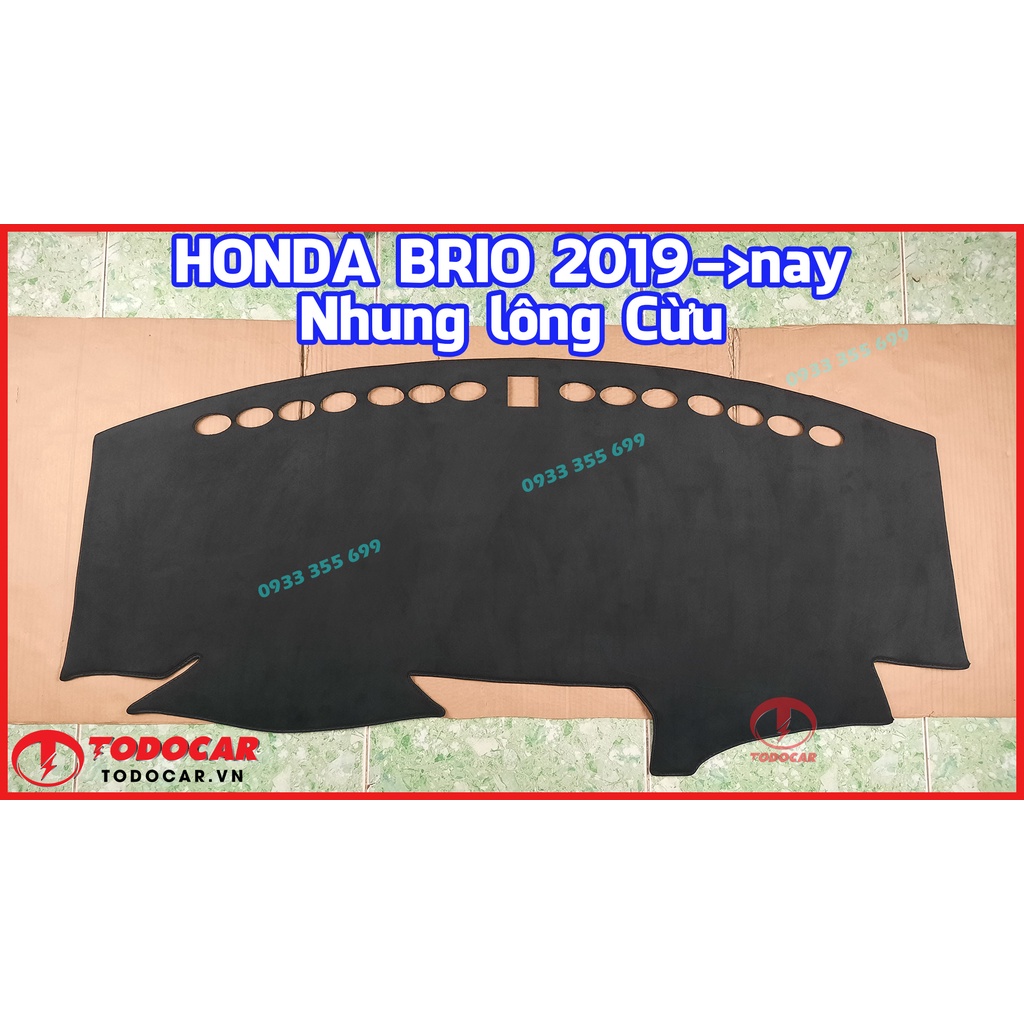 Thảm Taplo HONDA BRIO bằng Nhung lông Cừu, Da vân Carbon, Da vân Gỗ 2019 2020 2021 2022