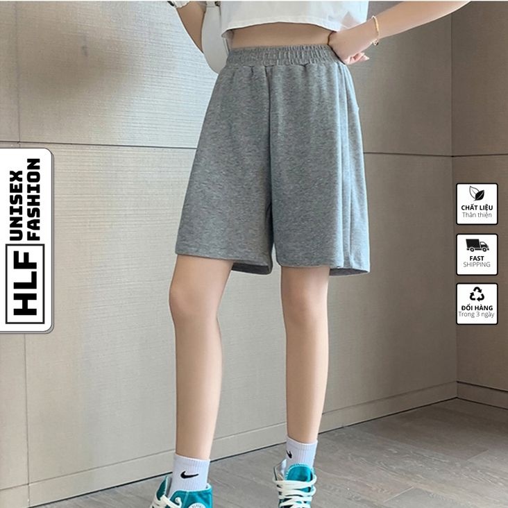 [Mã FAMARAL1 giảm 10K đơn 50K] Quần đùi nam nữ ống rộng Unisex basic, quần jean short nữ HLFashion