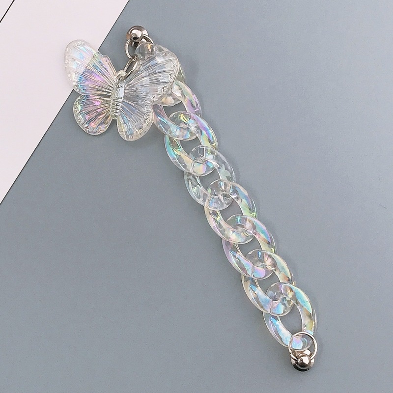 Dây Xích Acrylic Trong Suốt Họa Tiết Bươm Bướm Dùng Làm Móc Treo Điện Thoại