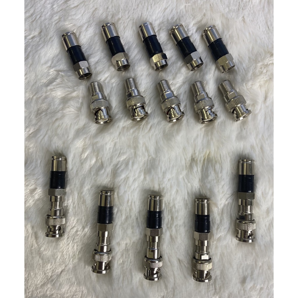 Bộ Jack BNC + F5 (Loại 1) Lõi Kẹp Bằng Đồng Chống Nhiễu, Chịu Nhiệt Cực Tốt