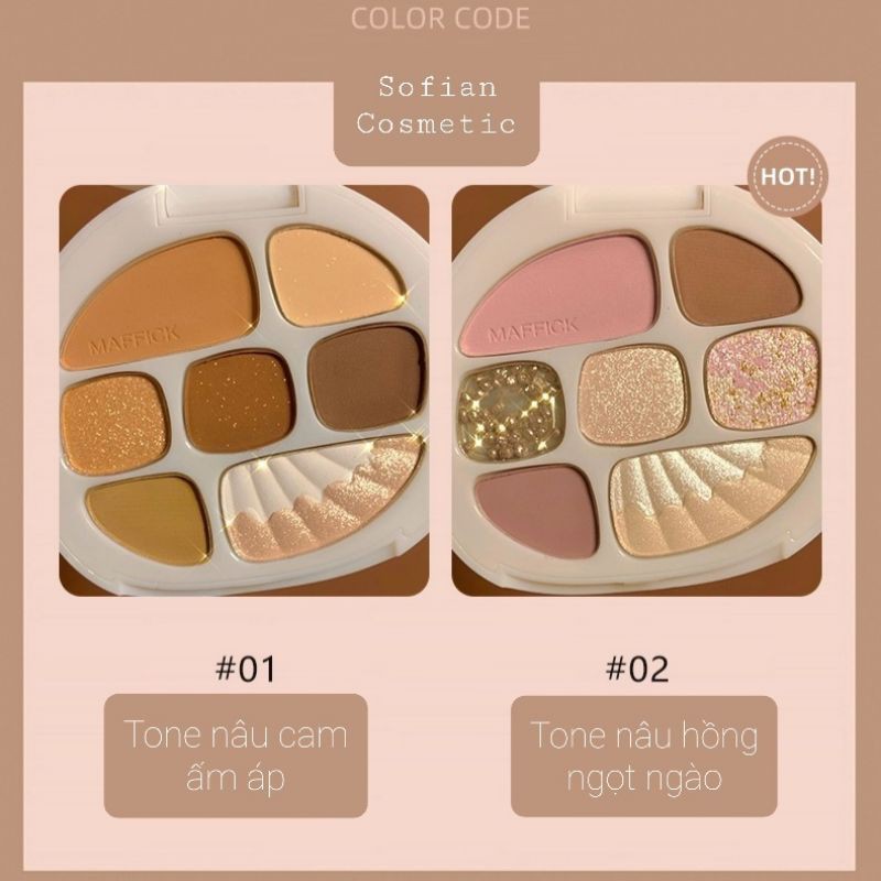 📍XẢ LỖ📍 Bảng phấn mắt nội địa Trung có highlight, phấn má Maffick Spiral Shell 8 màu  nhũ lì chống nước, lâu trôi