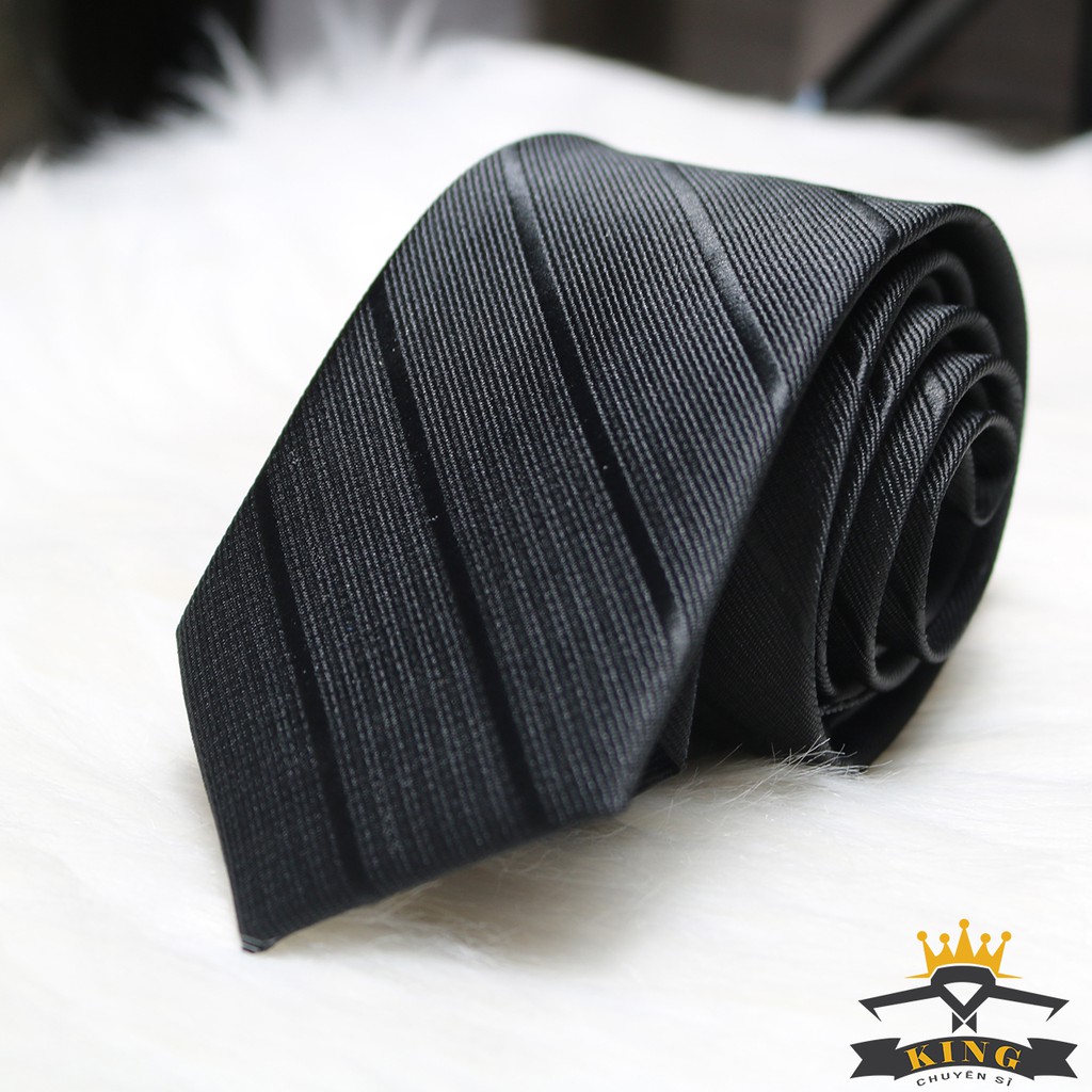 Cà vạt nam đen KING caravat công sở và chú rể bản nhỏ 6cm cravat hàn quốc C054