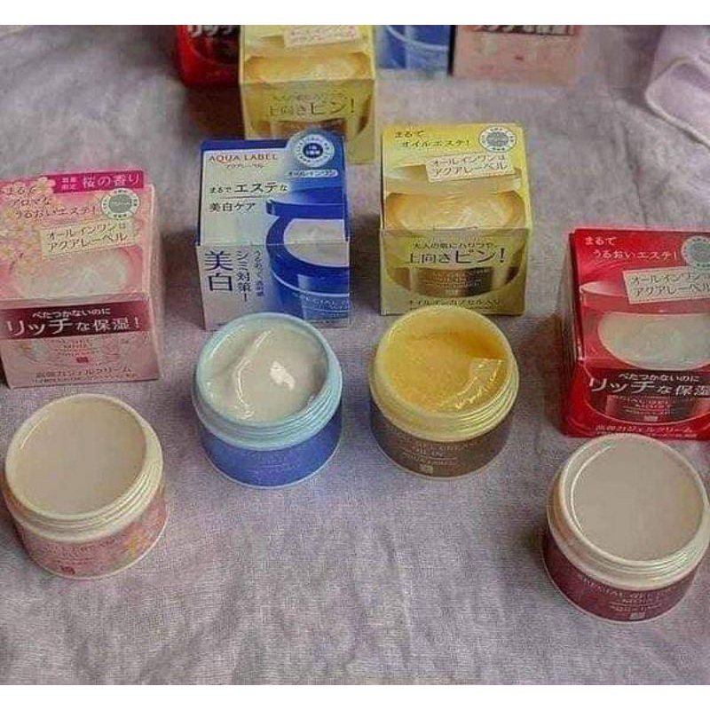 Kem dưỡng trắng da, dưỡng ẩm Aqualabel Shiseido 5 in 1 90g và kem đêm 50g nội địa Nhật