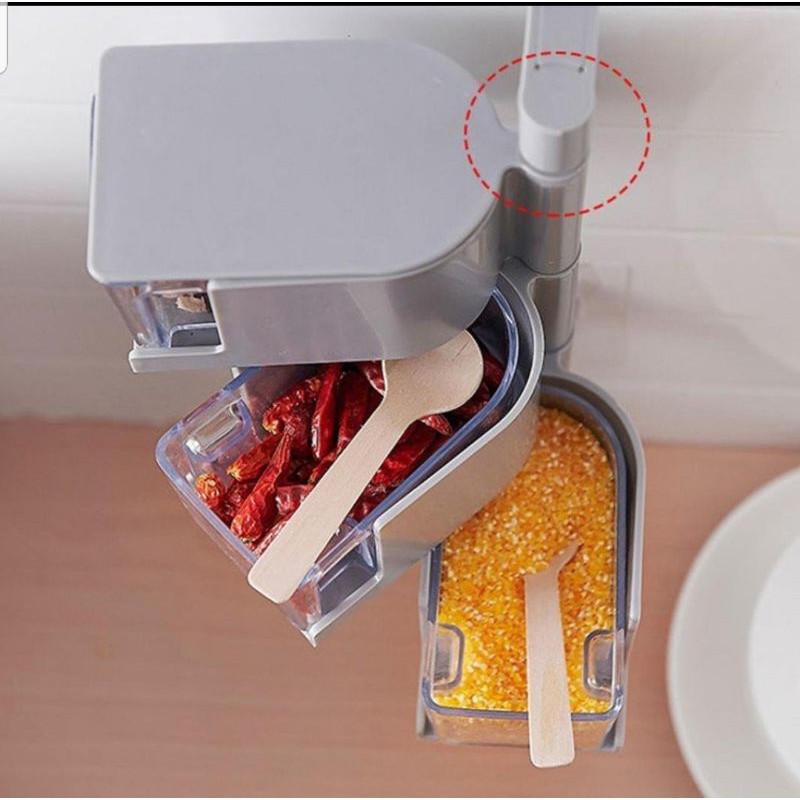 Bộ Hộp Đựng Gia Vị 3 Ngăn Dán Gắn Tường Tiện Lợi