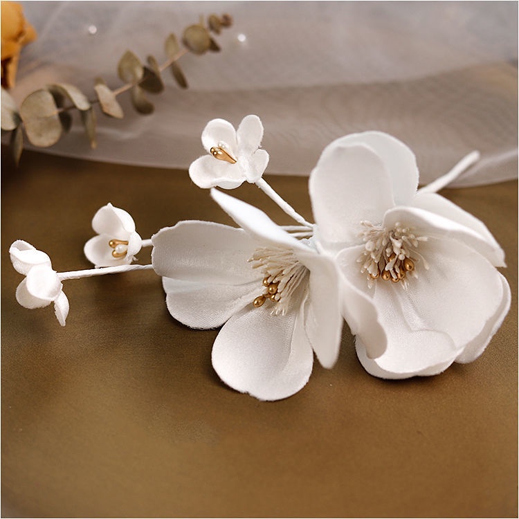 [Aishang Beautiful] Bộ băng đô cài tóc ba chiều đính hoa trắng phong cách Hàn Nhật đơn giản cho cô dâu trong Studio