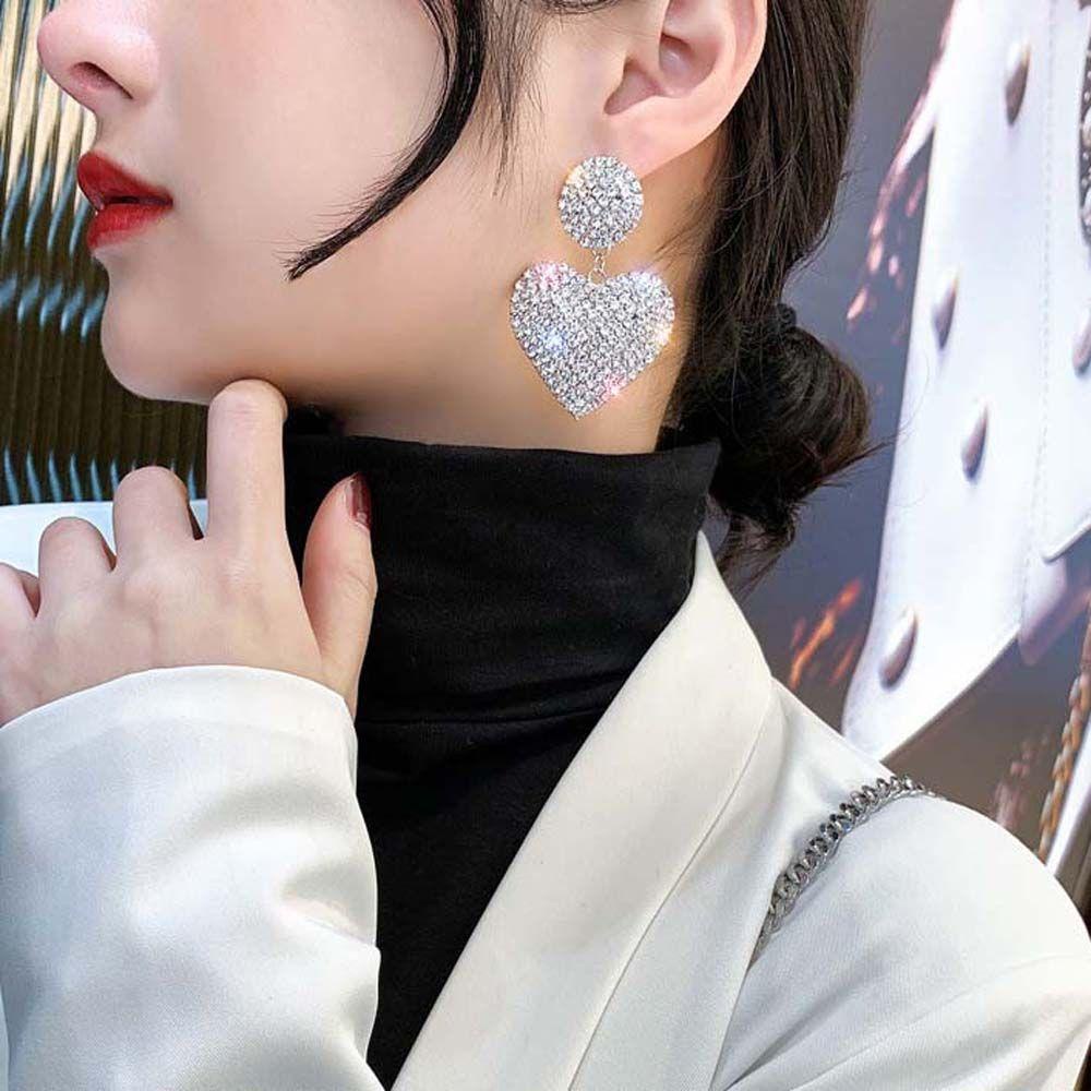 Khuyên Tai Hình Trái Tim Phong Cách Hàn Quốc Thanh Lịch Cho Nữ Toàn Bộ|Bông Tai Dáng Dài Đính Đá Lấp Lánh Thời Trang