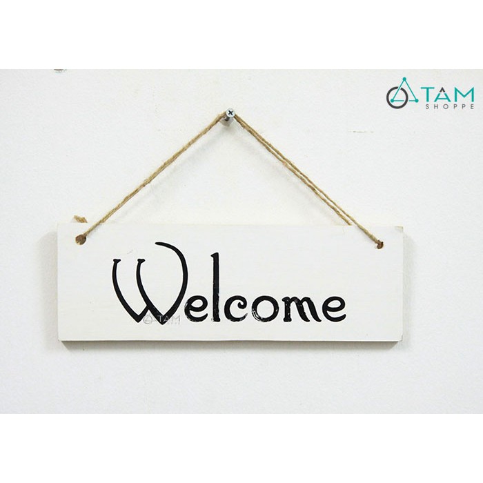 [VẼ TAY] Bảng Welcome treo cửa trắng đen đơn giản số 13