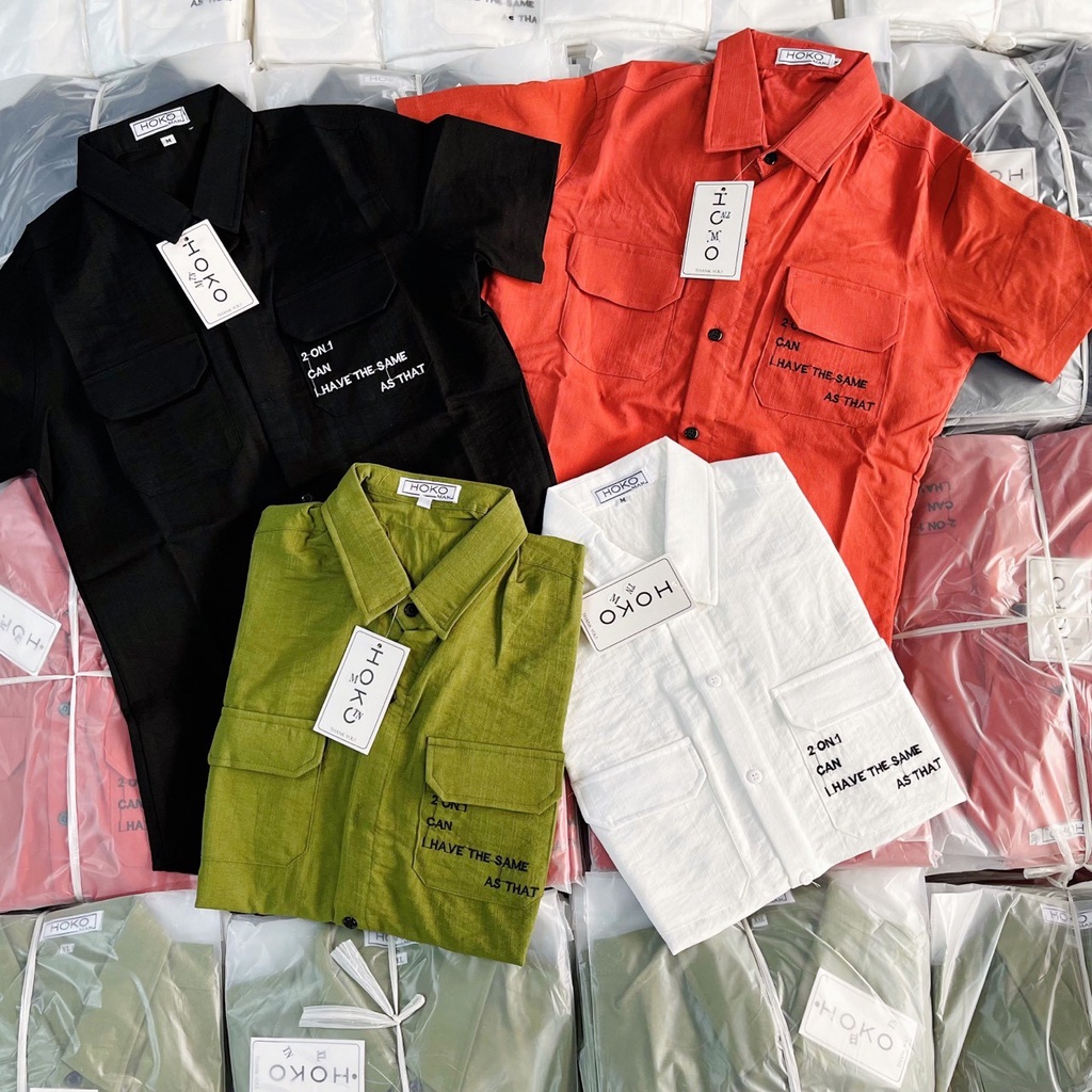 Áo sơ mi tay ngắn form hàn quốc trẻ trung với 4 màu thanh lịch