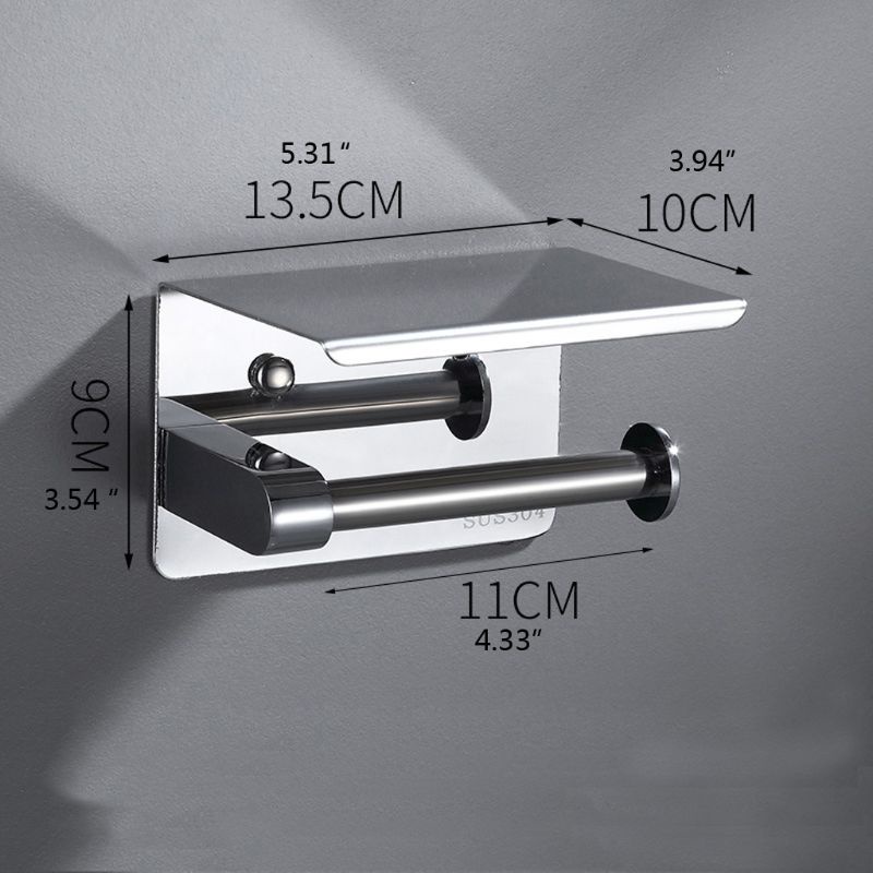 Giá Đỡ Cuộn Giấy Vệ Sinh Gắn Tường Đa Năng Kèm Khay Đựng Bằng Thép Không Gỉ