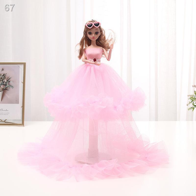 3D mắt thật búp bê Barbie đám cưới quà tặng sinh nhật cô gái nhỏ 45cm play house món đồ chơiG