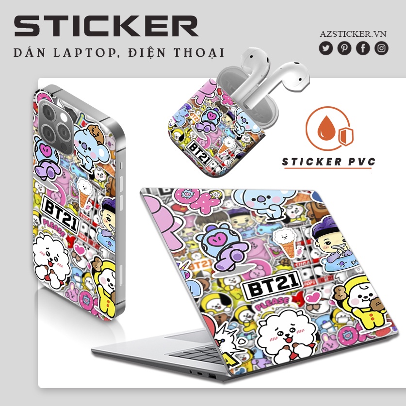 Hình dán sticker cute Chủ Đề BTS | STK04 | Sticker Dán Laptop, Dán Điện Thoại, Dán Nón Bảo Hiểm, Chống Thấm Nước