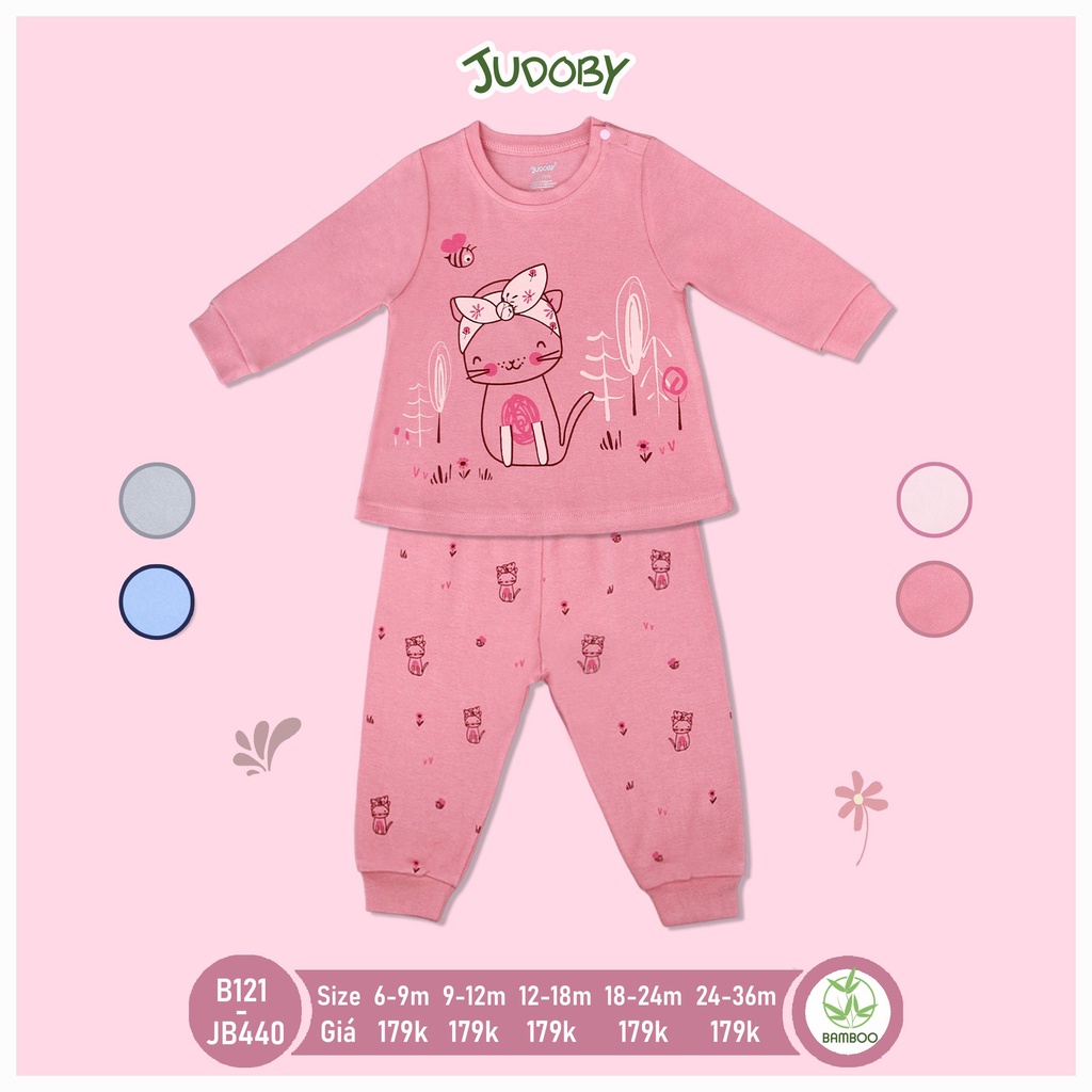 Judoby - Bộ dài tay chất Bamboo sợi tre họa tiết siêu xinh cho bé 9-36 tháng JB440