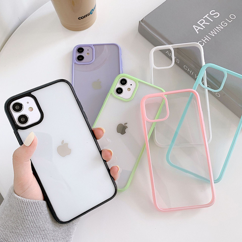 Suntaiho Candy Color Border Shockproof Transparent Hard PC Phone Case For iPhone 11 Pro XR XS Max 7 8 Plus