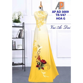 Vải áo dài 3D cao cấp hoa hồng.Shop bán VẢI CHƯA MAY