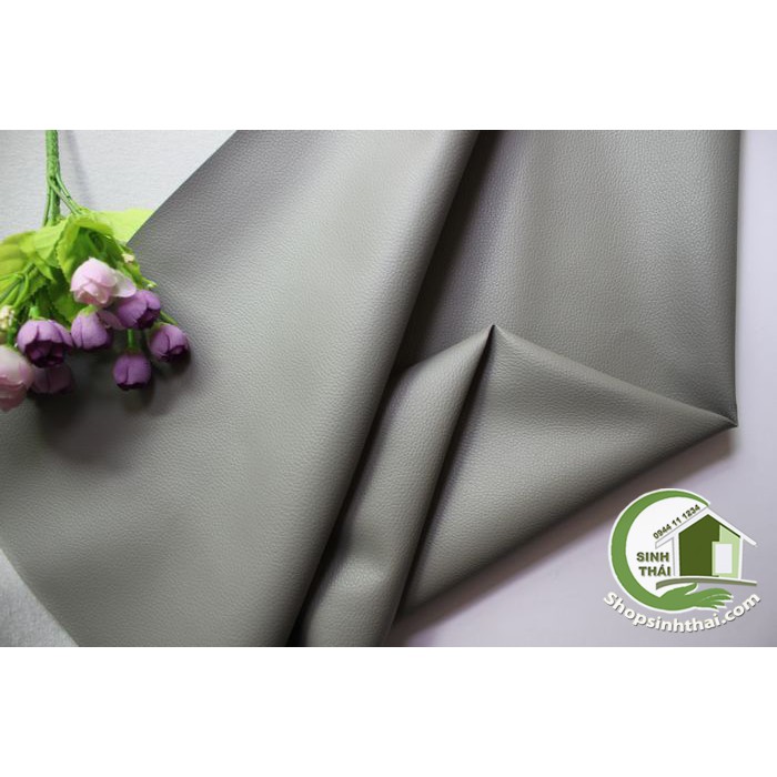 Vải da simili PVC  - vải giả da may túi, làm dép, bọc ghế sofa -  màu xám có vân