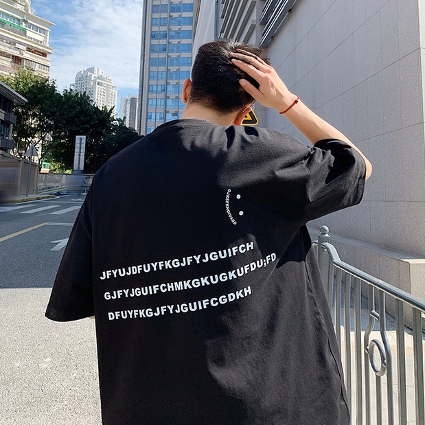 Áo Thun Dáng Rộng Tay Nửa In Chữ Phong Cách Hong Kong Thời Trang Mùa Hè Dành Cho Nam 2022