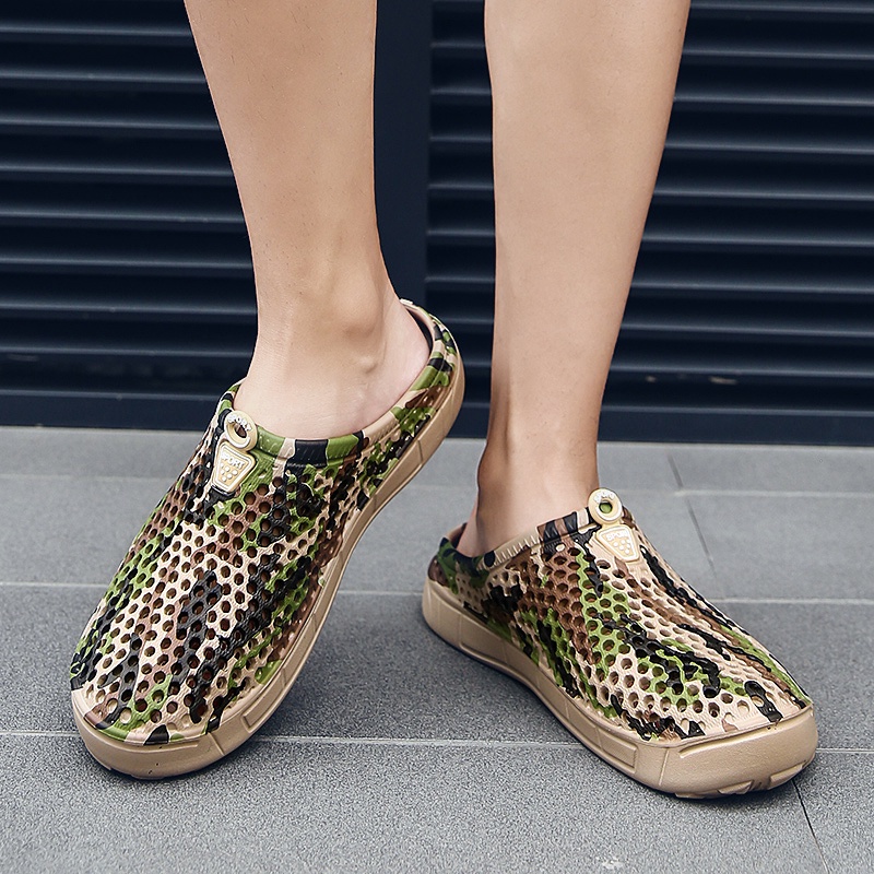 [ASZC] Dép đi biển Hở Lỗ Siêu Nhẹ Thoáng Khí Họa Tiết Rằn Ri Thời Trang Cho Nam