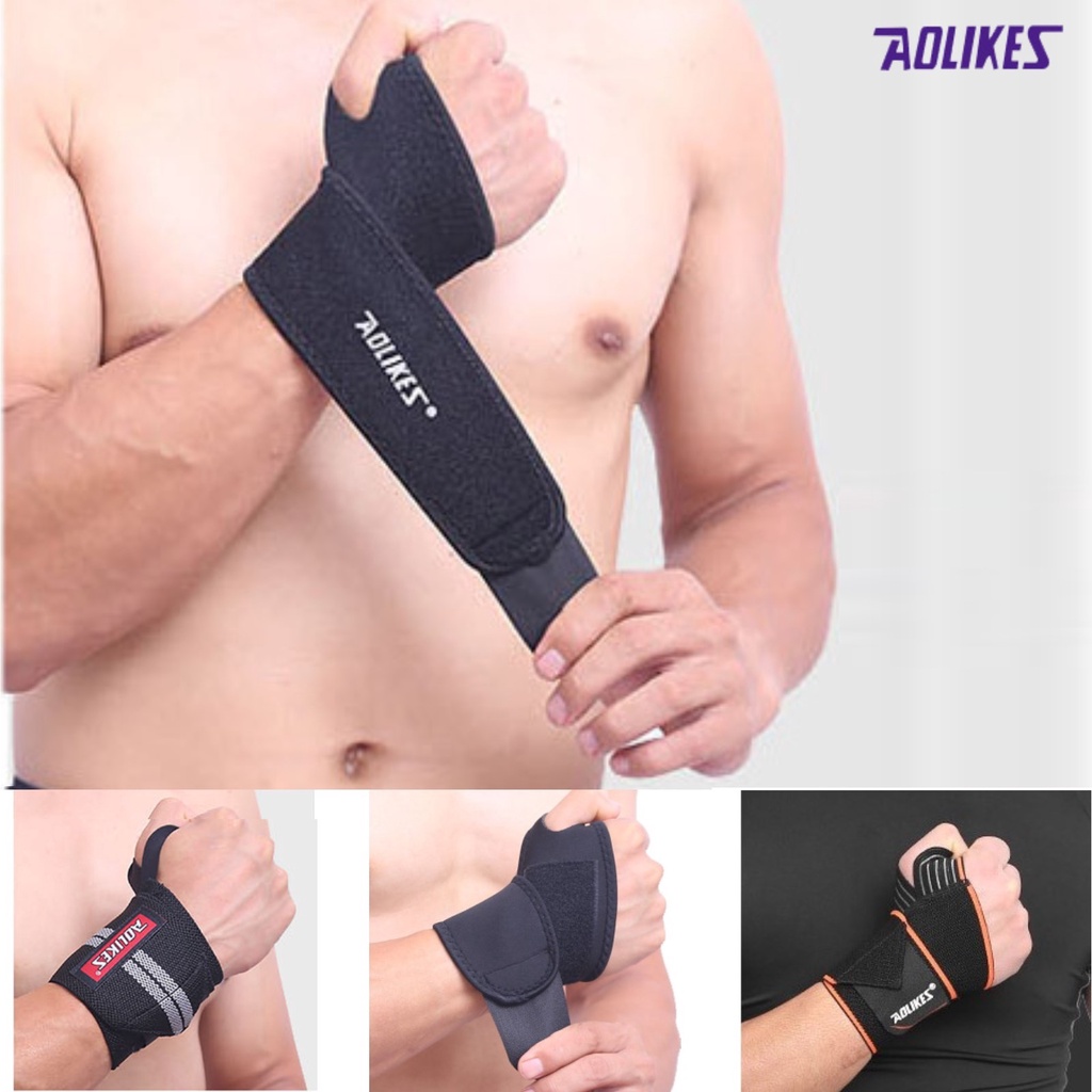 Đai cuốn cổ tay đa năng AOLIKES AL 208 - 1538 - 1540 - 7937 (1 cái) bán sỉ, có xỏ ngón cái chuyên gym chính hãng