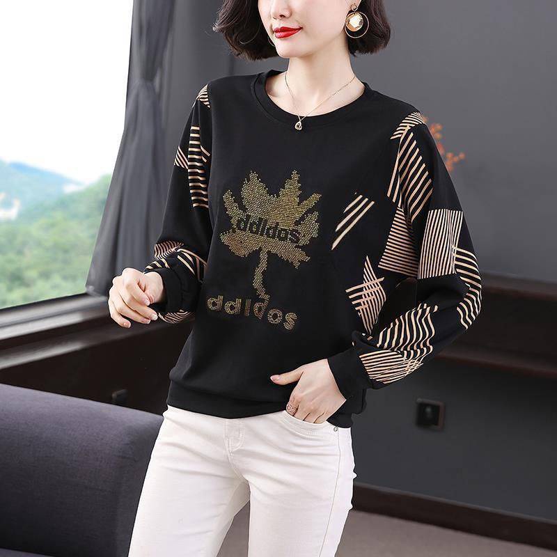Áo Thun Tay Dài Dáng Rộng Cỡ Lớn Thời Trang Cao Cấp Dành Cho Nữ Trung Niên