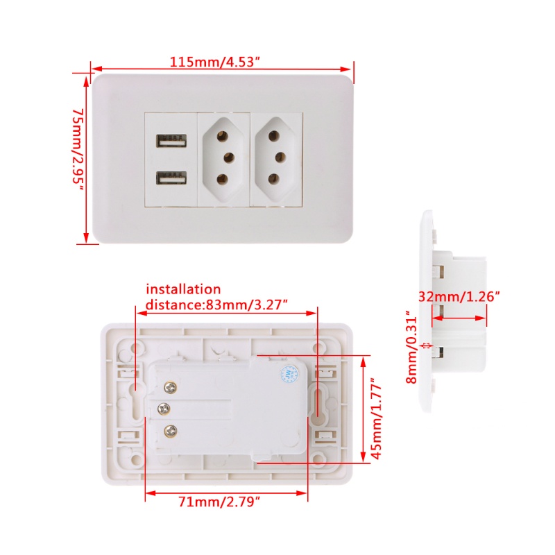Tường WER 15AỔ Cắm Điện Hai Cổng USB 5V 2V Tiện Dụng