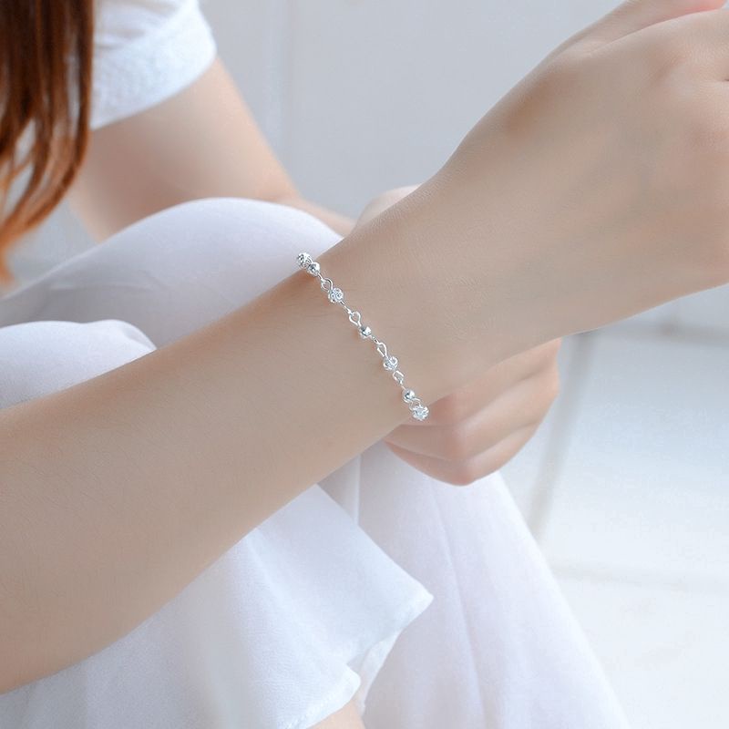 Vòng đeo tay nữ mạ bạc S925 phối hạt siêu dễ thương vòng đeo chân nữ lắc tay nữ V8