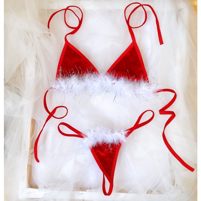 BK035 -Đồ Lót Nhung Đỏ Gợi Cảm - Nội Y Cho Đêm Giáng Sinh Nóng Bỏng - Cosplay Christmas Sexy - Cẩm lưu | WebRaoVat - webraovat.net.vn