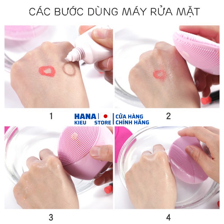 Máy Rửa Mặt Massage mini cầm tay Silicon sạch sâu nâng cơ giảm nhăn