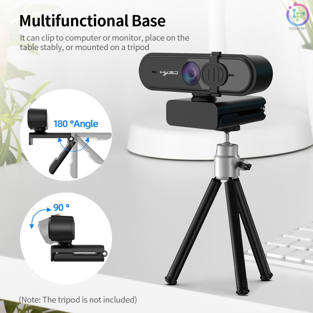 1080P USB Webcam Auto Focus Web Camera with Privacy Cover Built-in Noise Reduction Microphone for Laptop Desktop Black