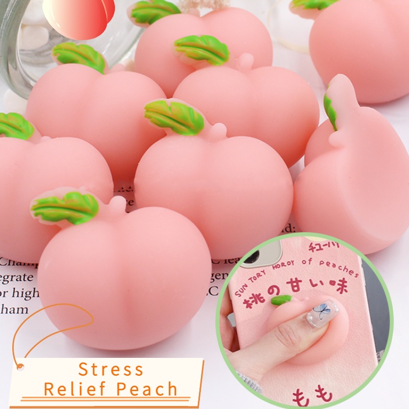 Đồ Chơi Squishy Hình Quả Đào Màu Hồng Dễ Thương