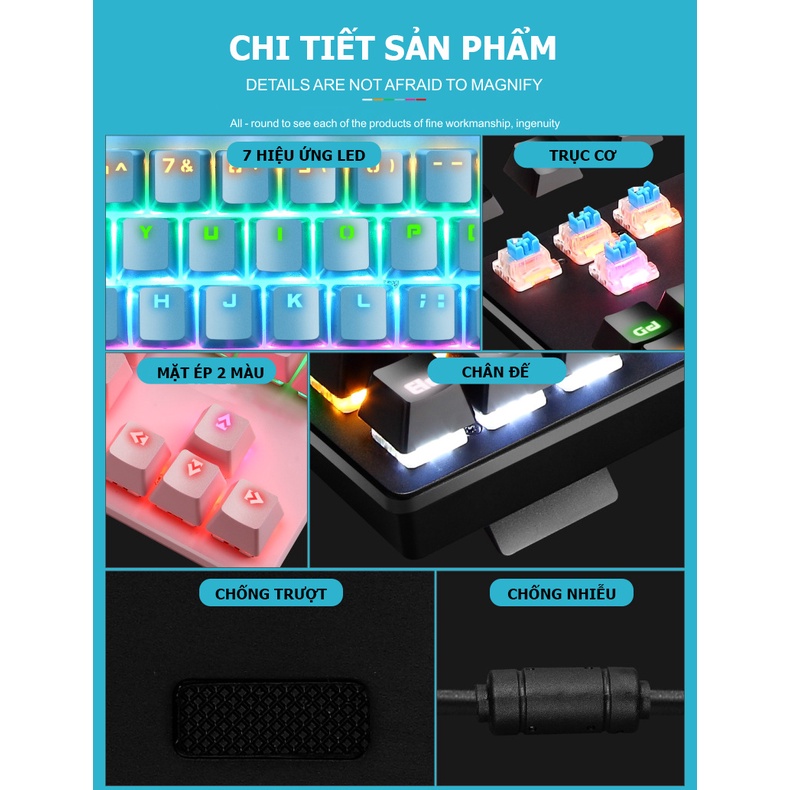 Bàn Phím Cơ Gaming Esports 87 phím Full Led K80, trục cơ xanh blue switch- Esports