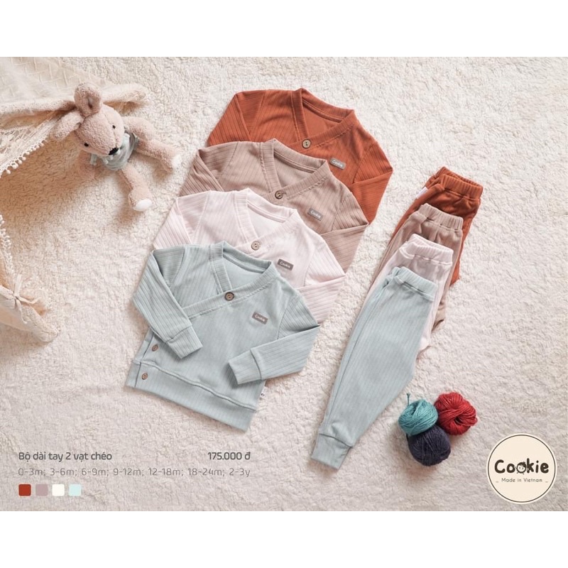 COOKIE - Bộ Dài Tay Vạt Chéo Quần Baggy Bo Gấu