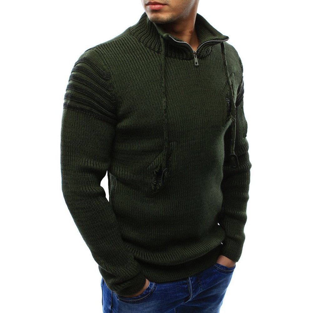 Áo khoác sweater cổ bẻ phối khóa kéo thiết kế phong cách châu âu thời trang cho nam