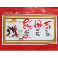 Tranh thêu PHÚC LỘC THỌ 222653 cành đào chưa thêu