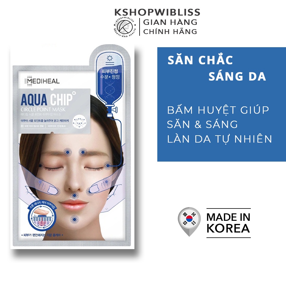 Mặt nạ dưỡng trắng, bấm huyệt thải độc căng mịn da Mediheal Aqua Chip Circle Point Masks 40g
